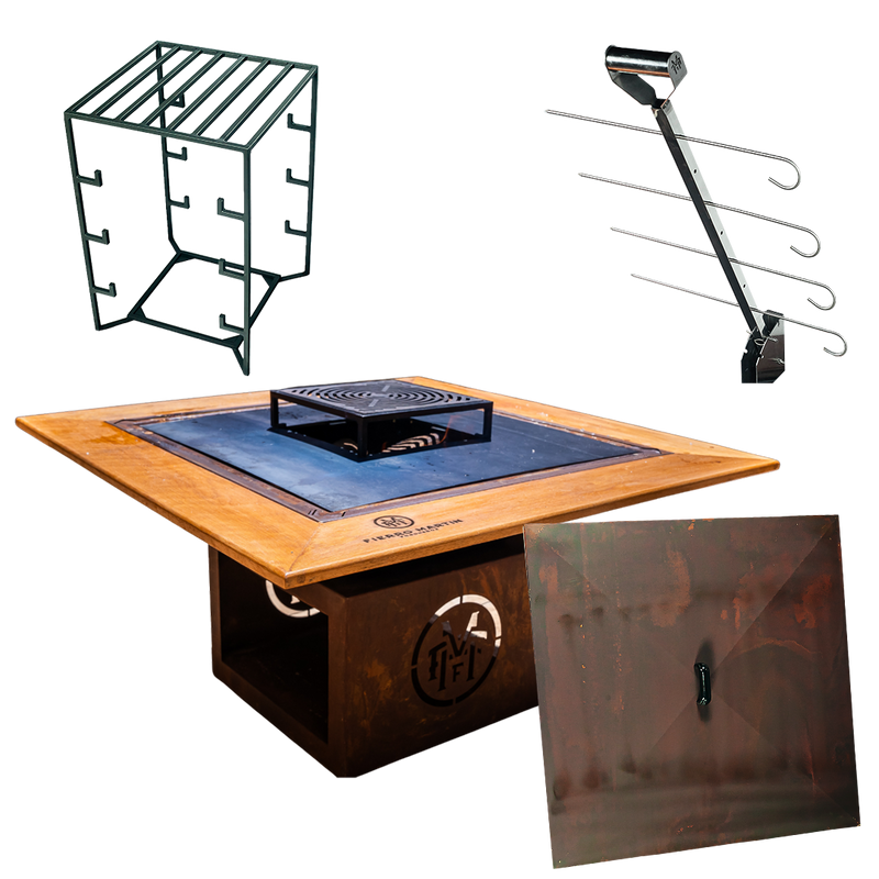 COMBO 4 - CHURRASQUEIRA RAN COM MOLDURA PERSONALIZADA + ESTACA + VARAL ALTO + TAMPA