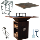 COMBO 7 - CHURRASQUEIRA HELL COM MOLDURA PERSONALIZADA + ESTACA + VARAL ALTO + TAMPA